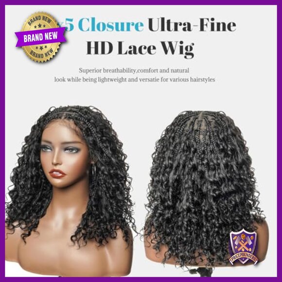 12 Inch Knotless Boho Box Braid Wig Human Hair 200% Density Glueless main image 5